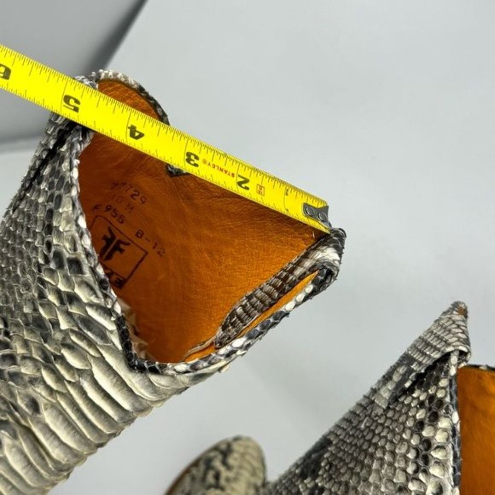 The Frye Company Deborah Pull On cowboy Boots phyton snakeskin goodyear welt 10M - Picture 13 of 16